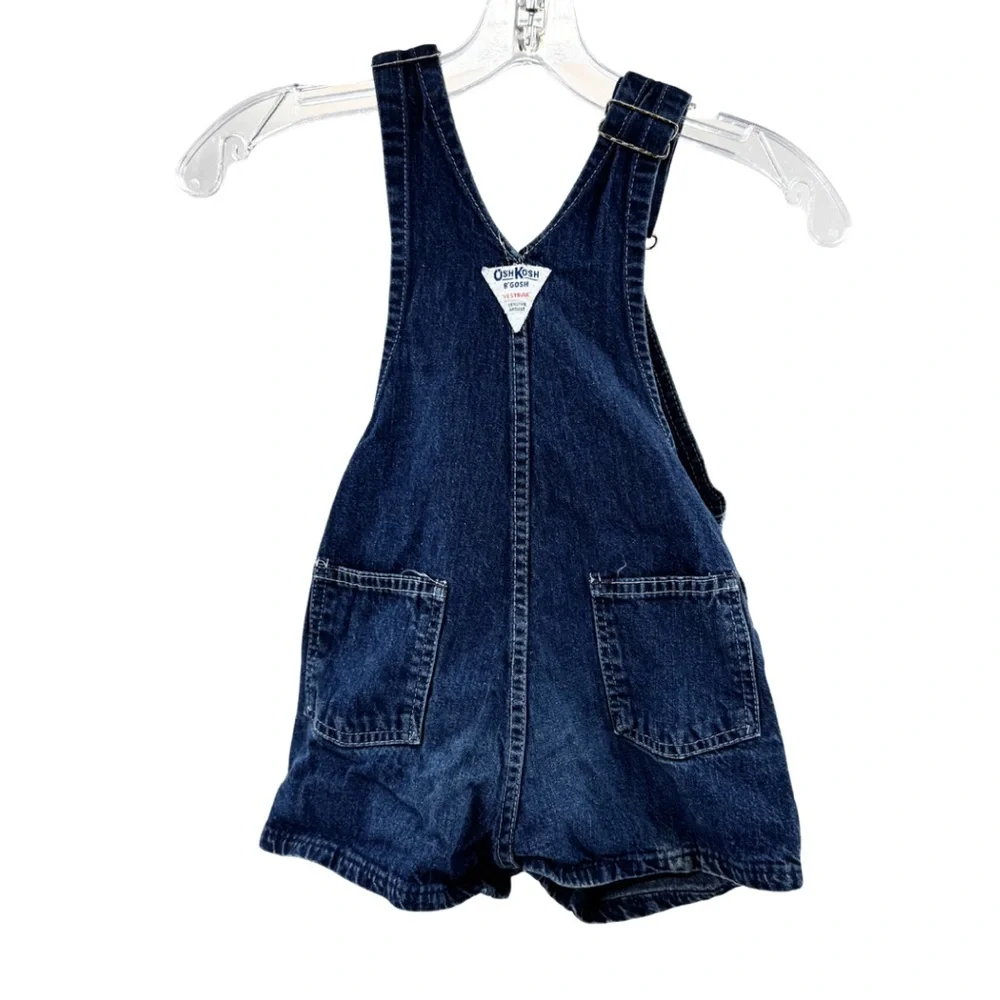 OshKosh B'gosh Denim Overalls shorts unisex 7 summer cotton made in USA kids
